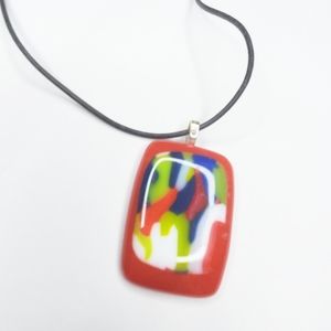 5/$25 Artisan Glass Rectangle Mosaic Pendant